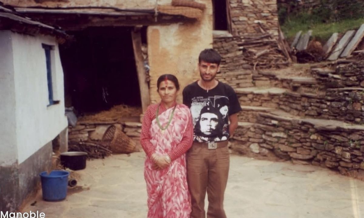 Vijay Dhakal's mother and son.
